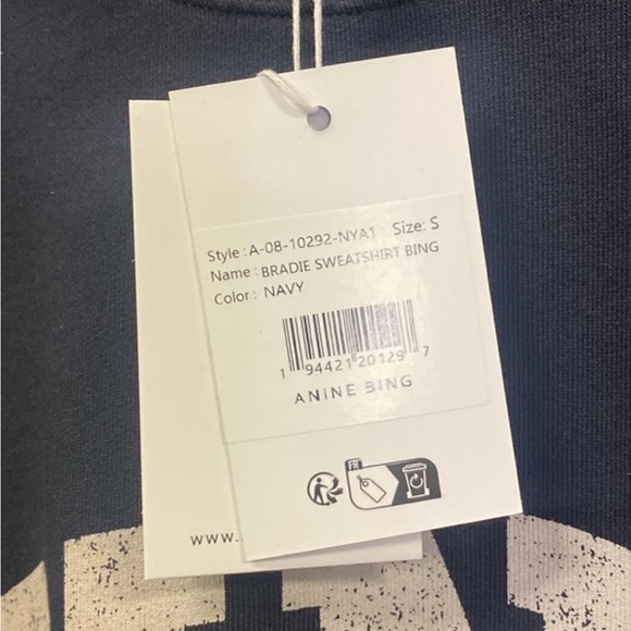 Price firm TY! NWT Anine Bing Bradie sweatshirt in navy - size small - Picture 6 of 7